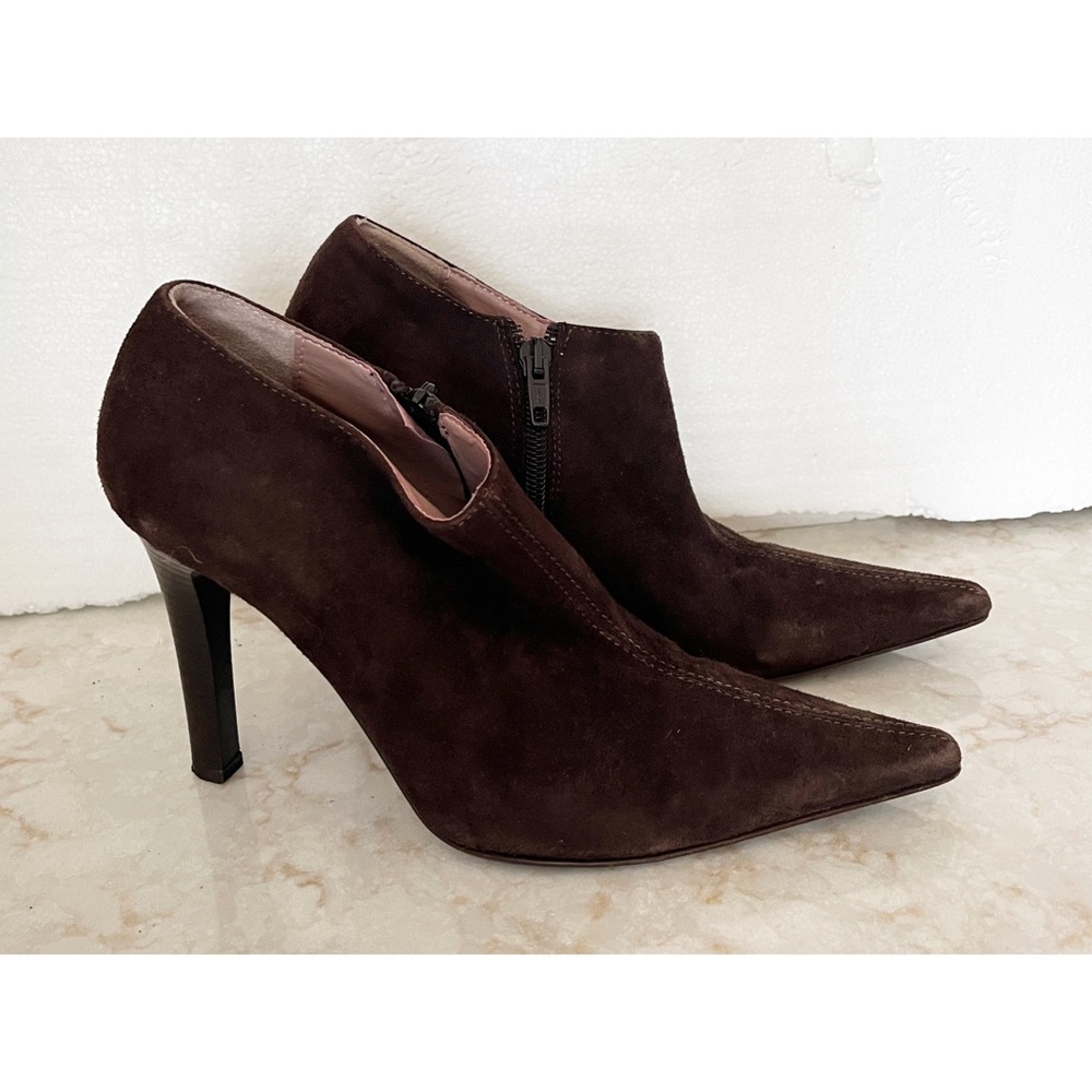 Massimo Baldi Brown Suede & Leather Pointed Toe High Heel Ankle Boots 7.5
